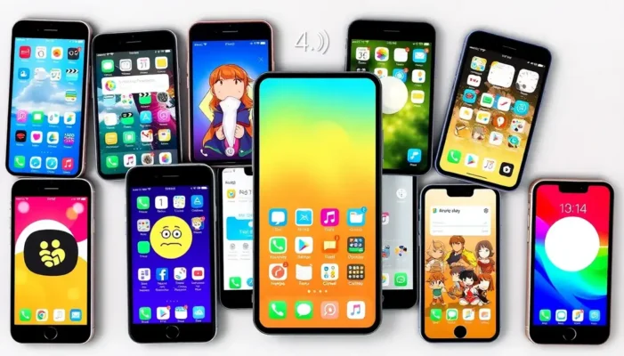 Collage of anime-themed productivity apps on smartphone screens.