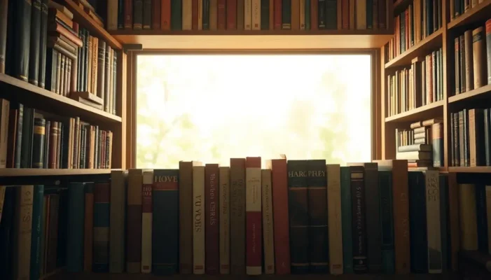 A bookshelf showcasing classic books that have significantly impacted society.